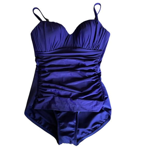 Miraclesuit Purple Slimming Ruched Swimsuit One Piece 8 - Picture 4 of 11